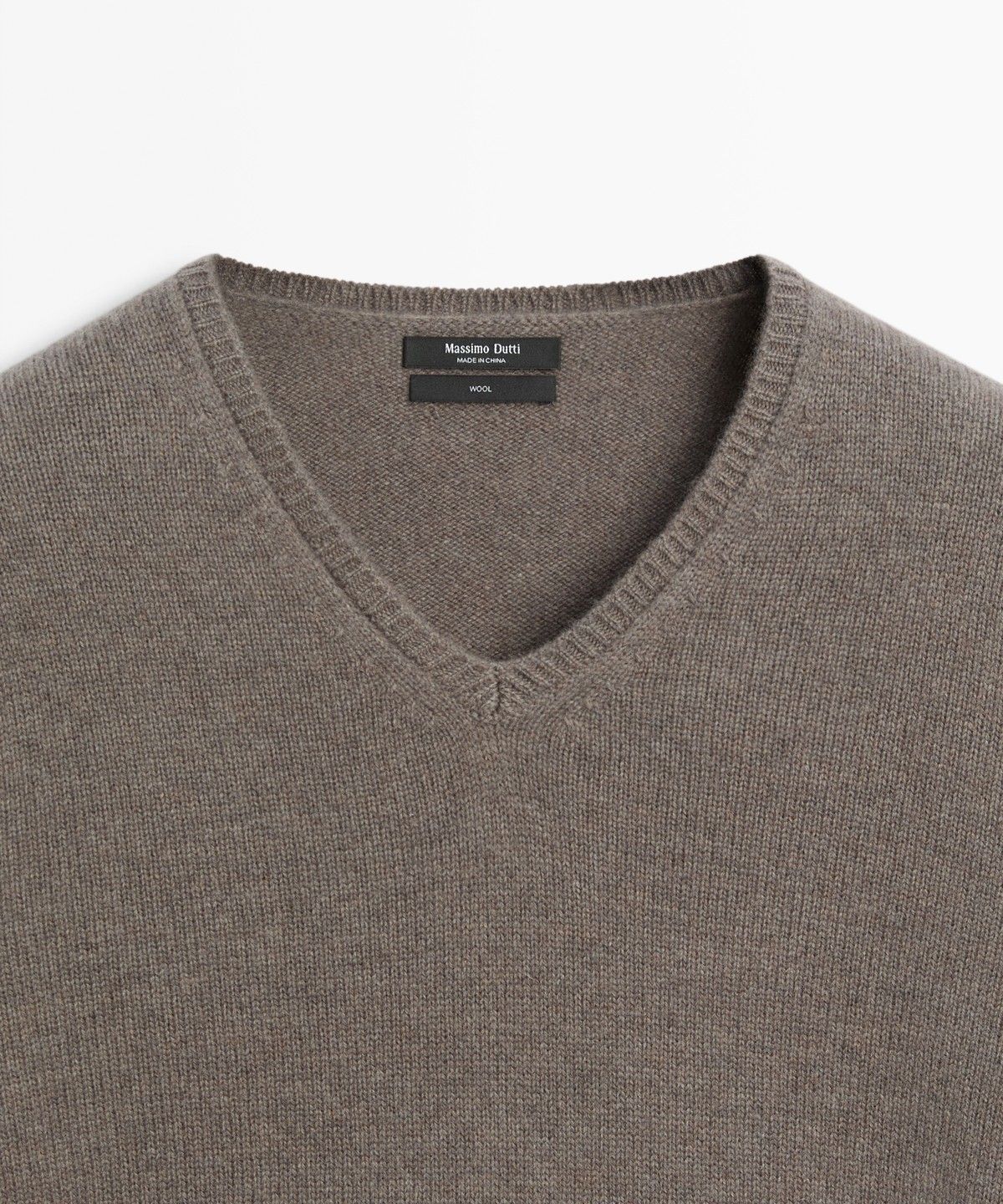 마시모두띠(MASSIMO DUTTI) 100% 울 하이 V넥 긴소매 리브 니트 스웨터