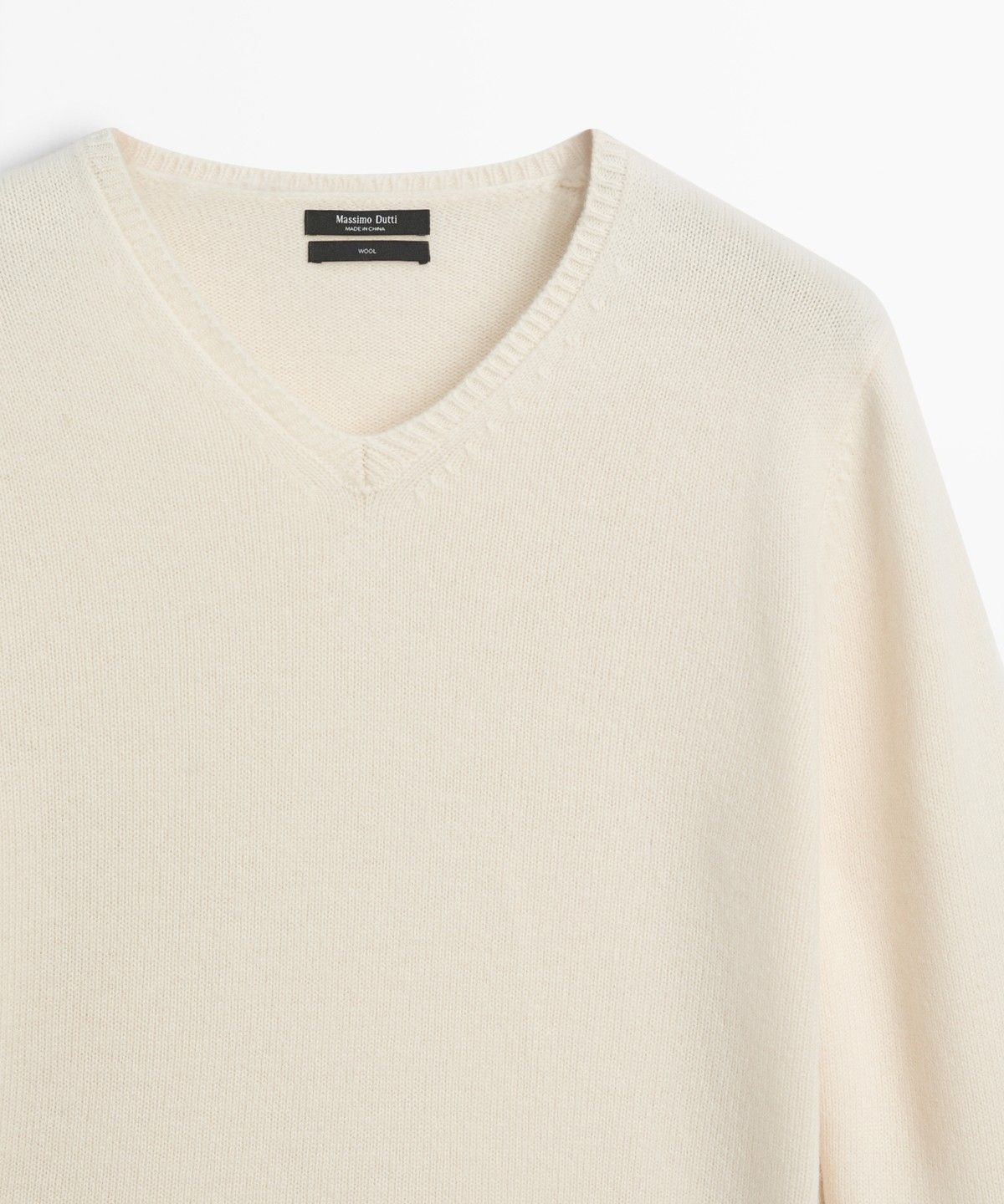 마시모두띠(MASSIMO DUTTI) 100% 울 하이 V넥 긴소매 리브 니트 스웨터