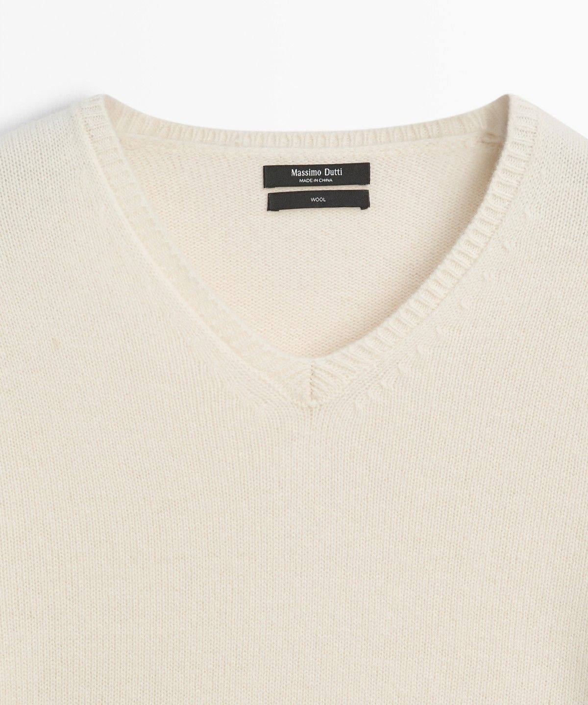 마시모두띠(MASSIMO DUTTI) 100% 울 하이 V넥 긴소매 리브 니트 스웨터
