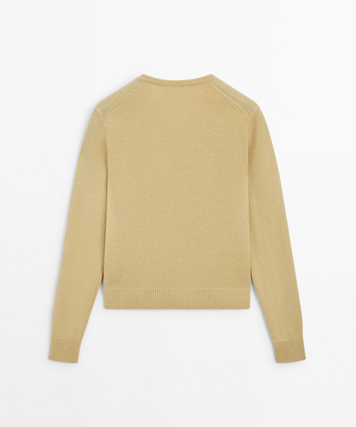 마시모두띠(MASSIMO DUTTI) 100% 울 하이 V넥 긴소매 리브 니트 스웨터