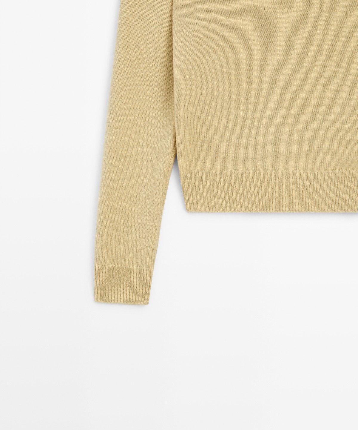 마시모두띠(MASSIMO DUTTI) 100% 울 하이 V넥 긴소매 리브 니트 스웨터