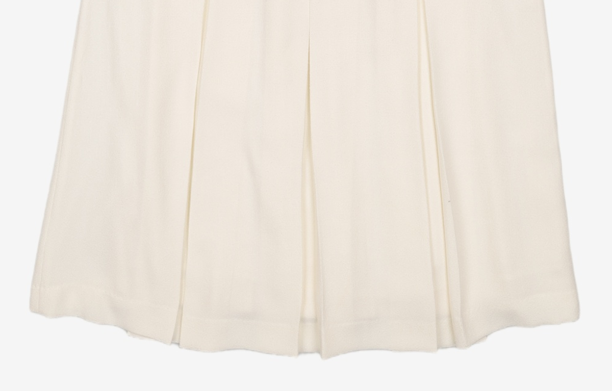 비뮤즈맨션(BEMUSE MANSION) Tweed tape trimming pleated dress - Ivory L