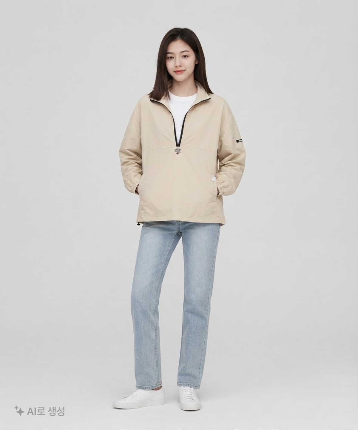 어반디타입(URBANDTYPE) LT365_말라드 아노락 스웨트셔츠_베이지 M