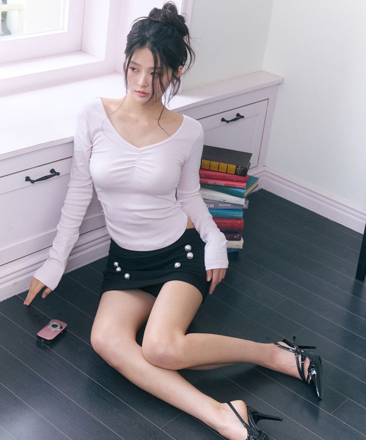 로잔느(ROSEANNE) Dear Diary Shirred Sleeve Tee (Jelly Pink)