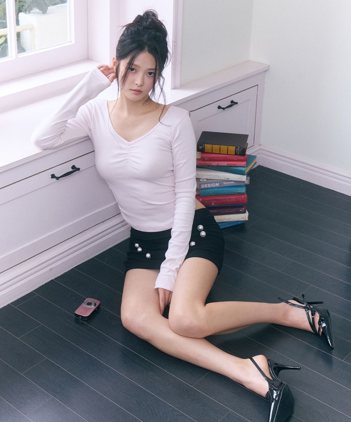 로잔느(ROSEANNE) Dear Diary Shirred Sleeve Tee (Jelly Pink)