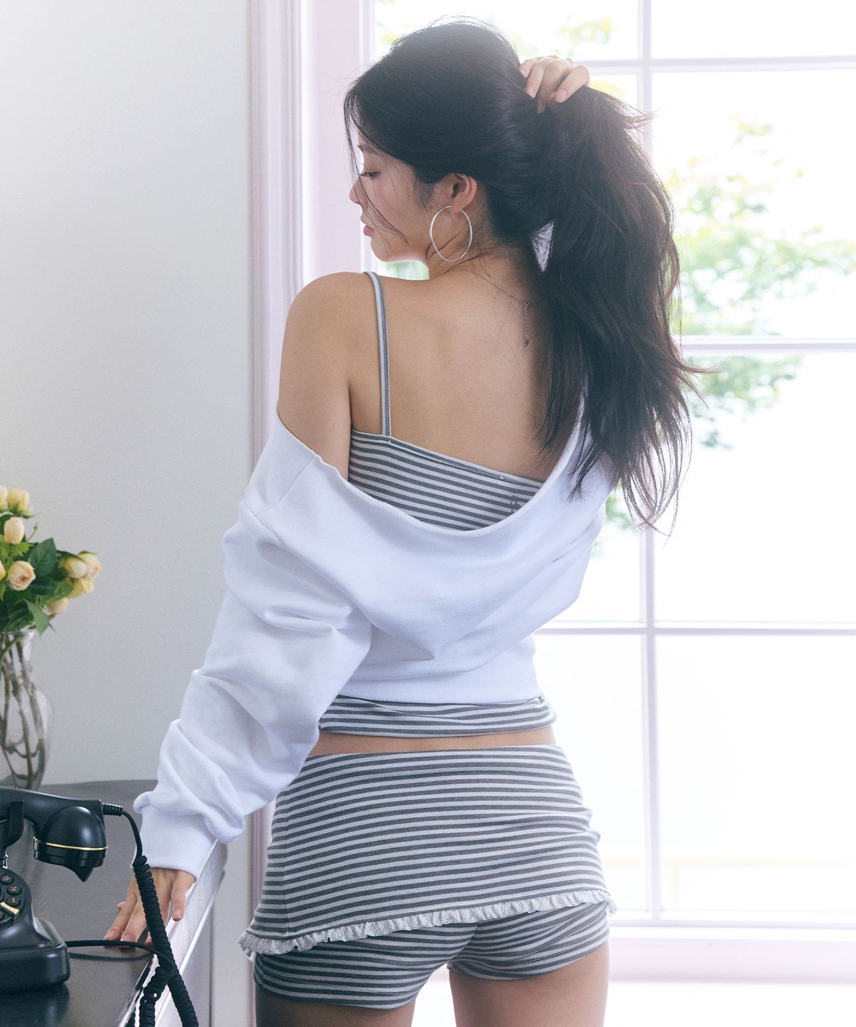 로잔느(ROSEANNE) Candy Crush Stripe Cami Top (Sugar Gray)
