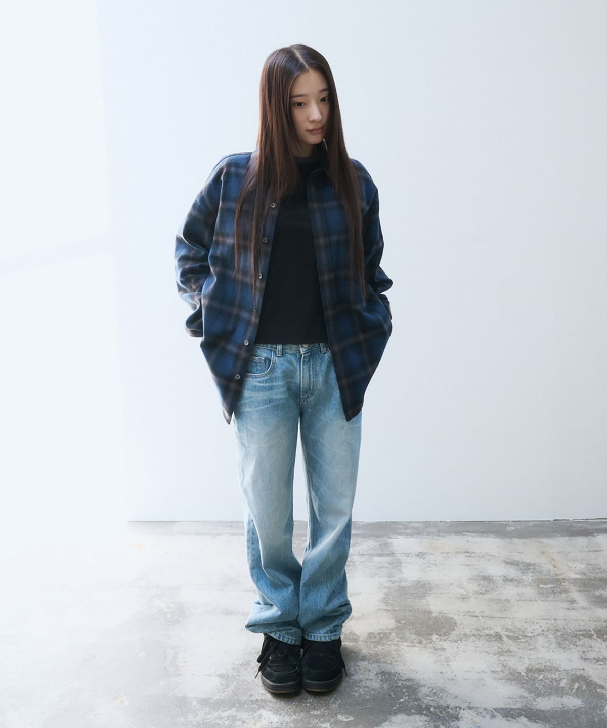 999휴머니티(999HUMANITY) 이지 체크 셔츠 V20 (네이비)