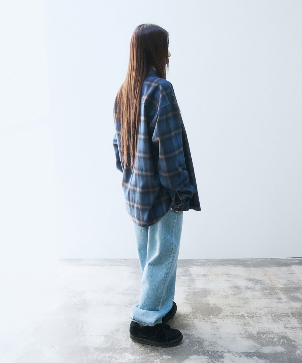 999휴머니티(999HUMANITY) 이지 체크 셔츠 V20 (네이비)