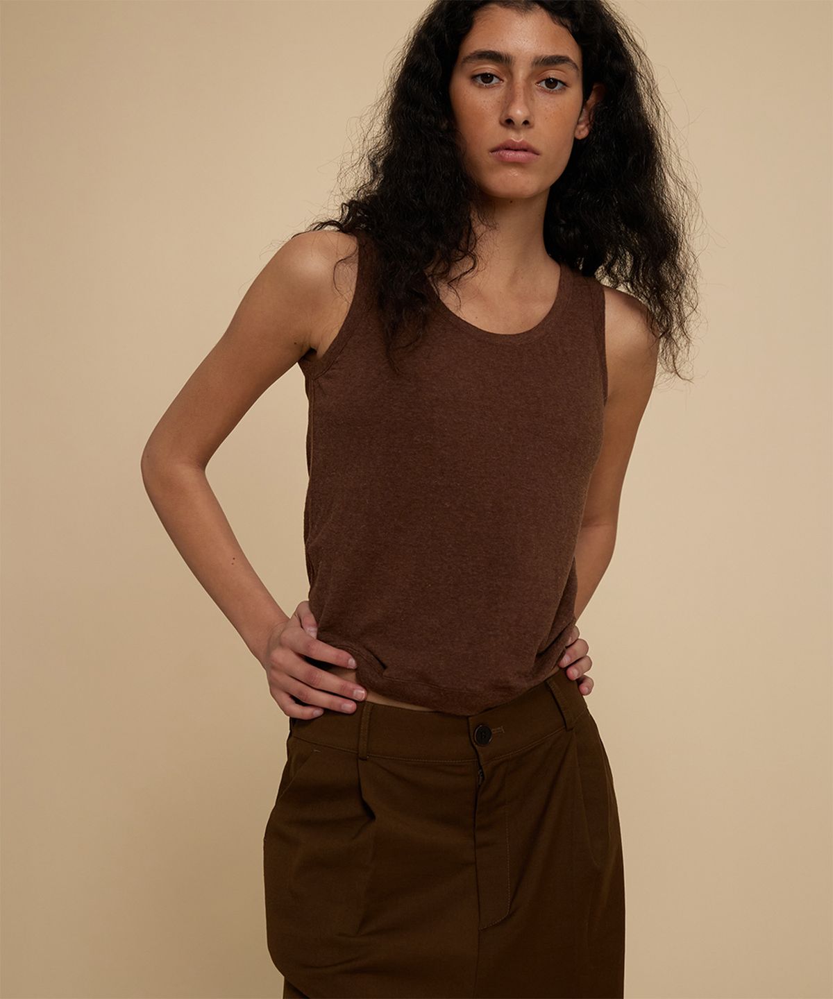 지지비샤(JIJIVISHA) MORISH SLACKS (BROWN)
