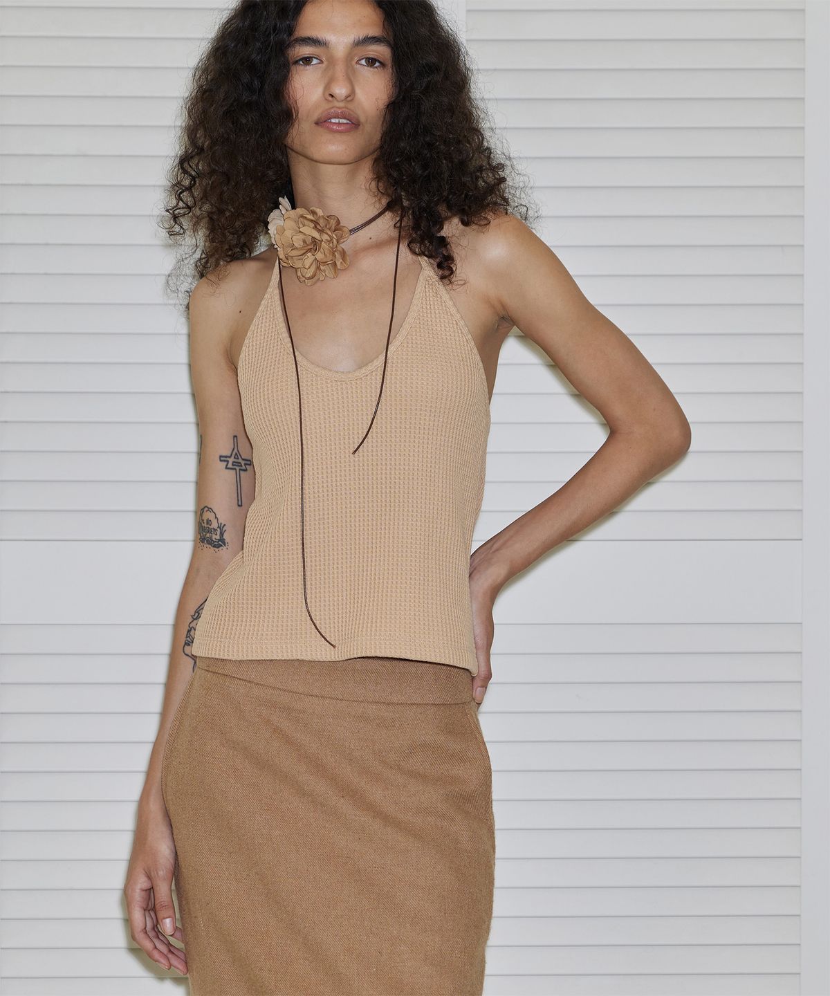 지지비샤(JIJIVISHA) WOOL LONG SKIRT (BEIGE)