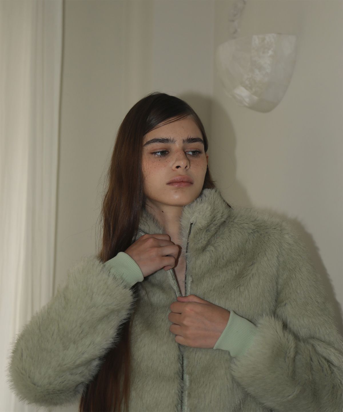 지지비샤(JIJIVISHA) JASMIN FURRY JACKET (GREEN)