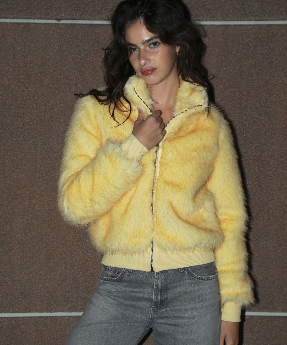지지비샤(JIJIVISHA) JASMIN FURRY JACKET (YELLOW)
