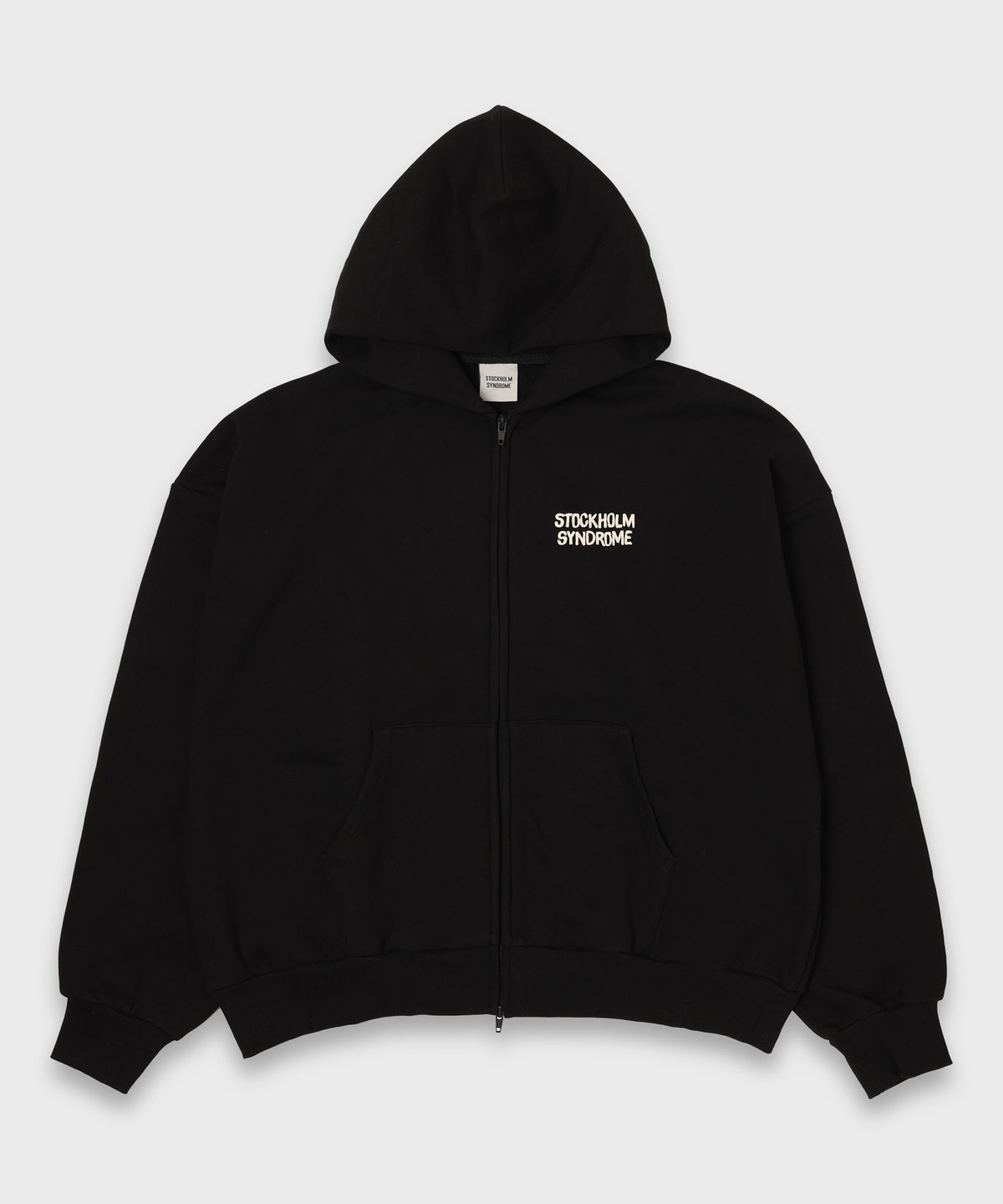 스톡홀름 신드롬(STOCKHOLM SYNDROME) REAL LIFE ZIP HOODIE - BLACK