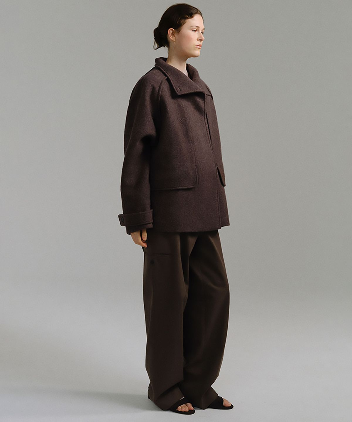 아우브아워(AUBOUR) vent wool half coat (brown)