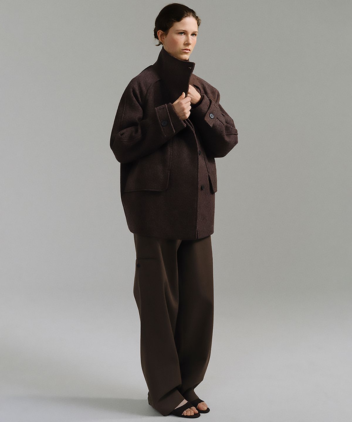 아우브아워(AUBOUR) vent wool half coat (brown)