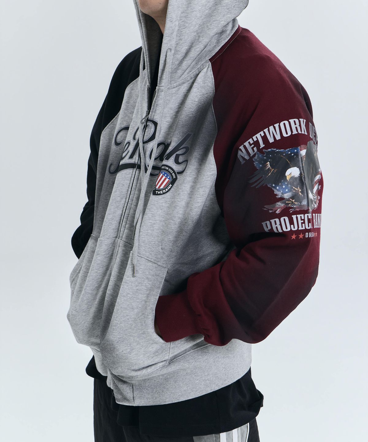 더랭크(THERANK) WESFORD RAGLAN ZIP-UP HOODIE [MELANGE MIX]