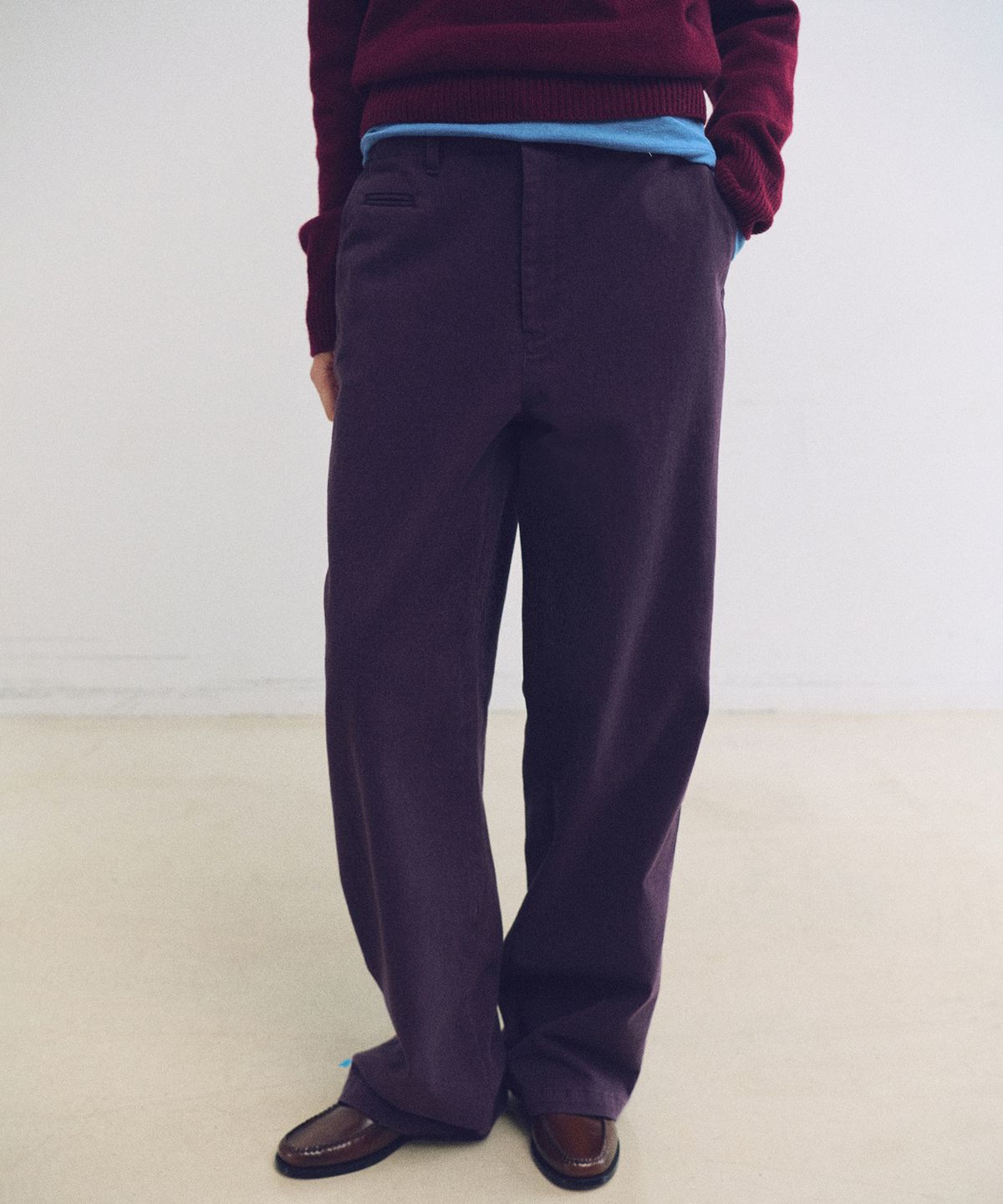 아우브아워(AUBOUR) washed buckle pants (vintage purple)