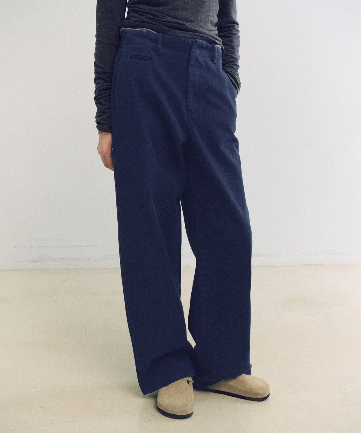 아우브아워(AUBOUR) washed buckle pants (vintage blue)