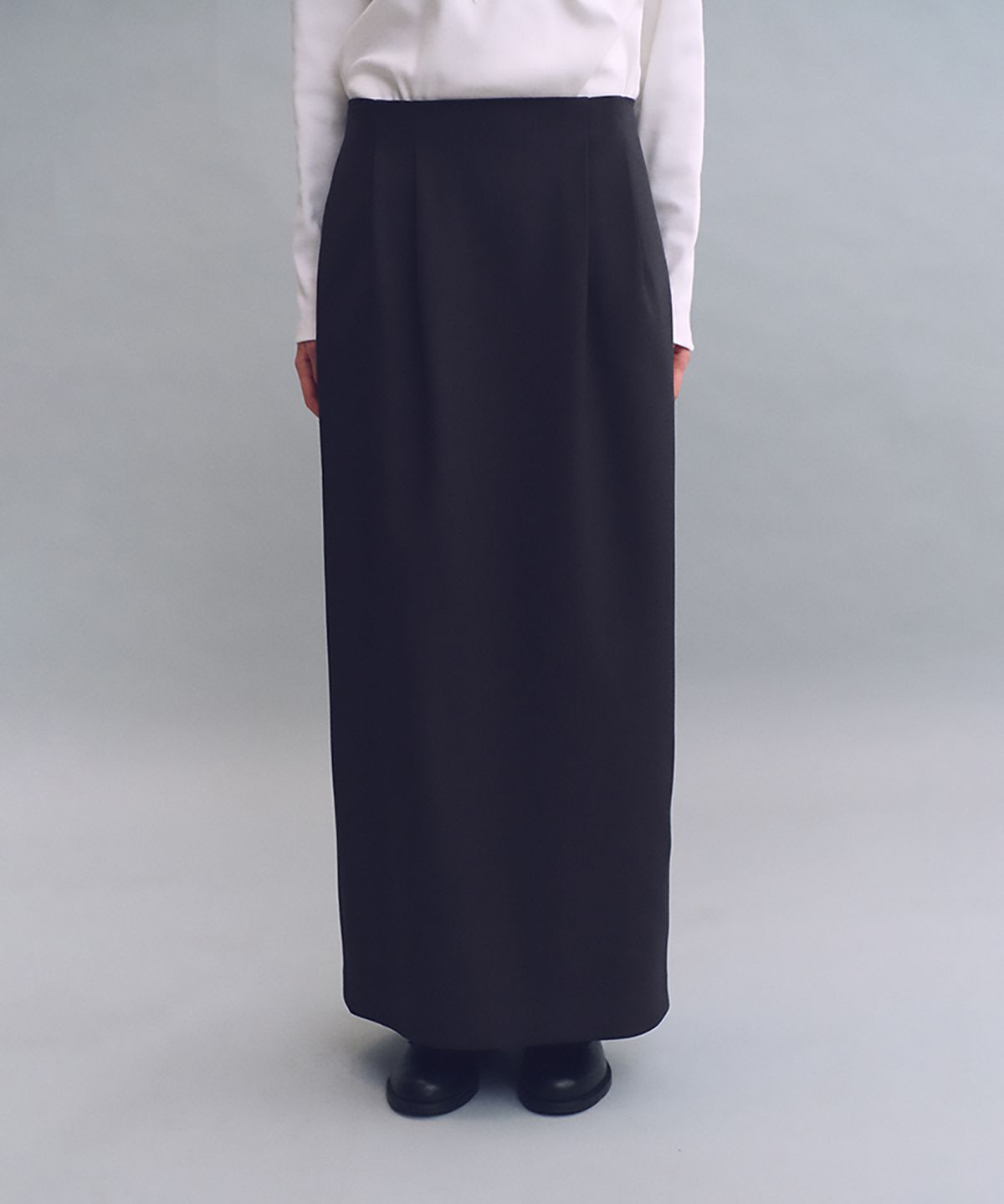 아우브아워(AUBOUR) tuck maxi wool skirt (charcoal)