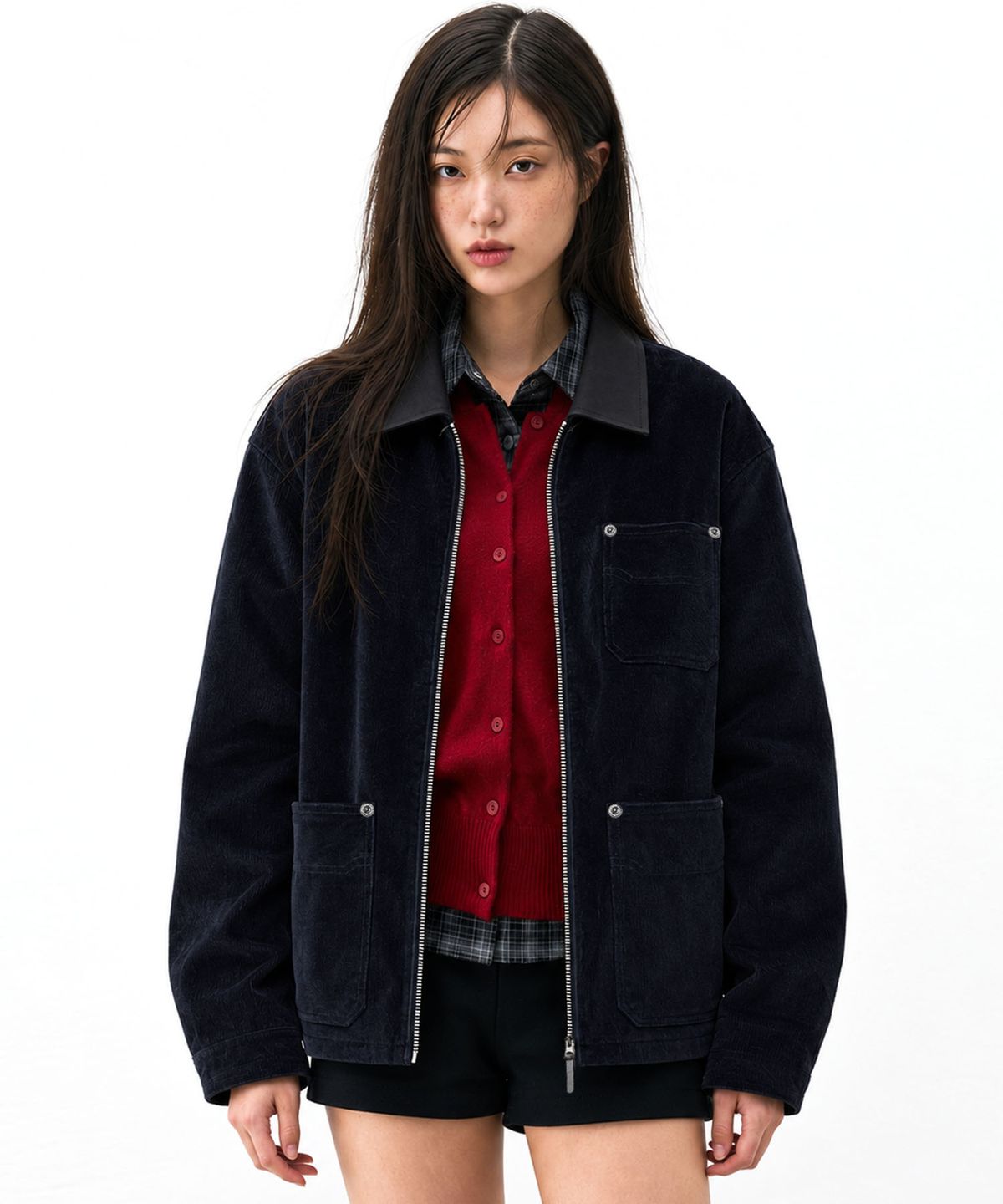 아티스트웨어(ARTISTWEAR) [2COLORS] 투톤 카라 코듀로이 워크자켓
