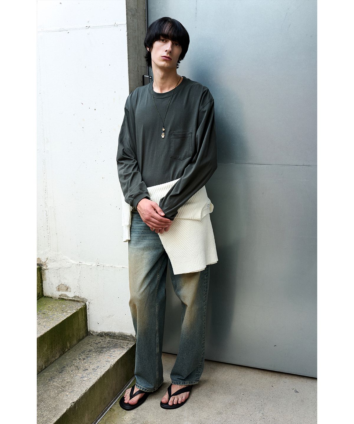 유체 프레타 포르테(YOUCHE PRET A PORTER) SI SLANT LONG SLEEVE TEE Moss Green
