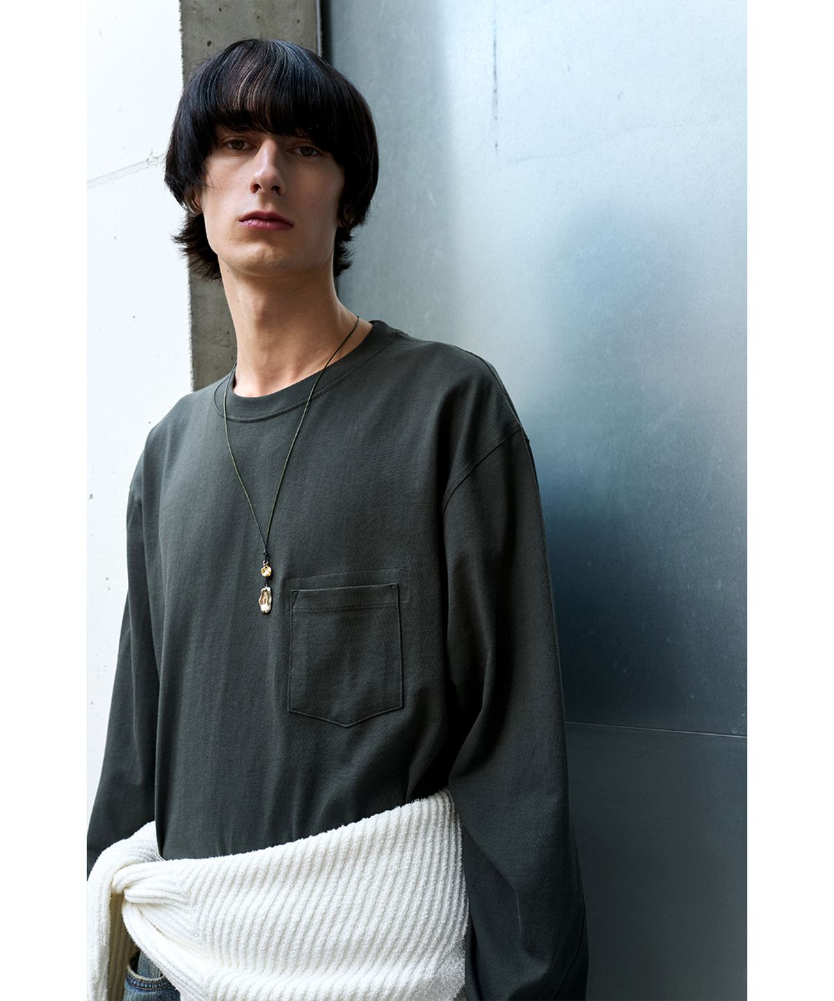 유체 프레타 포르테(YOUCHE PRET A PORTER) SI SLANT LONG SLEEVE TEE Moss Green