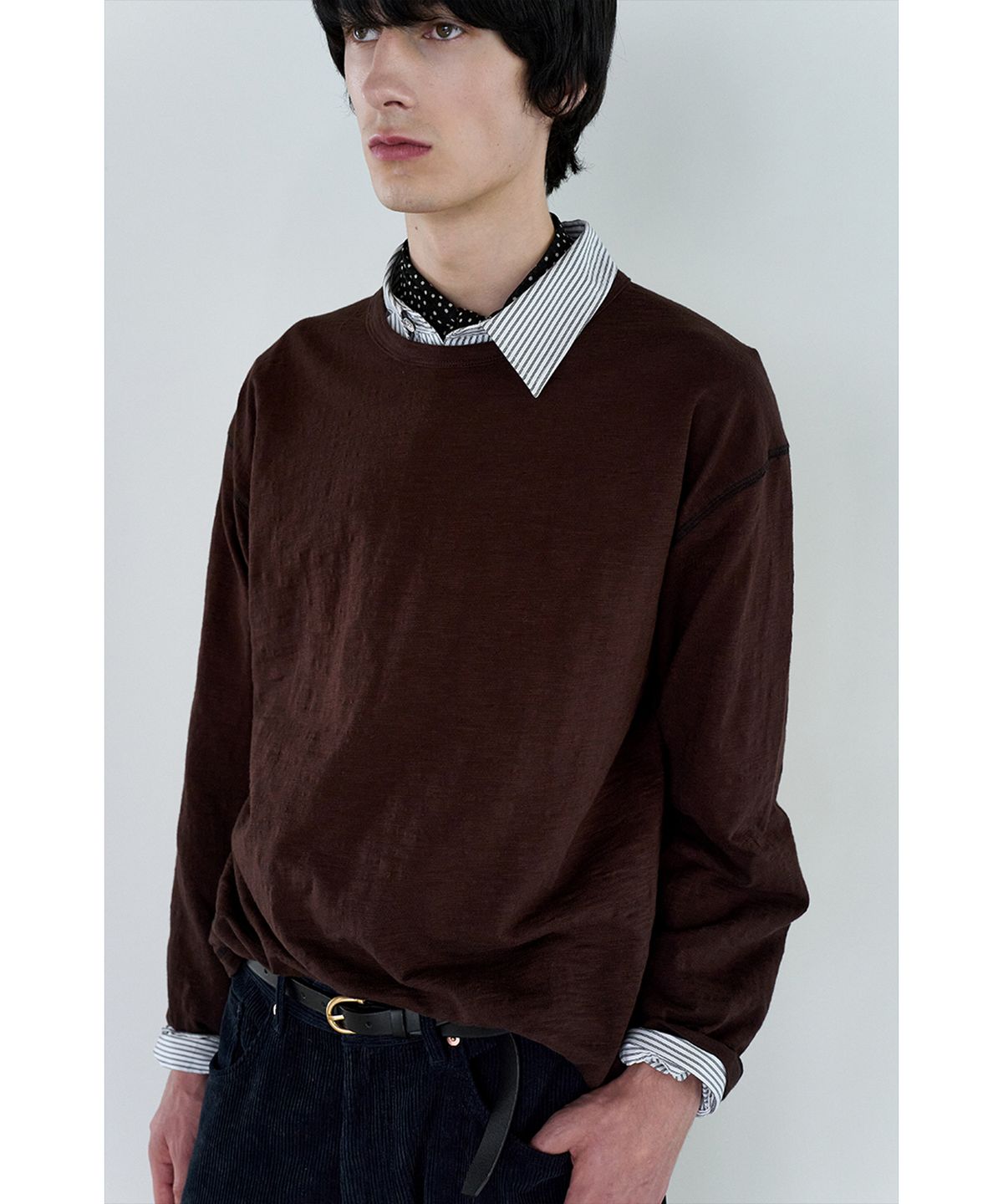 유체 프레타 포르테(YOUCHE PRET A PORTER) SI TRACE SLUB LONG SLEEVE TEE Umber Brown