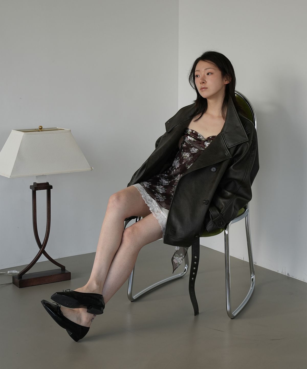 포트레이트서울(PORTRAITSEOUL) 플라워 쉬폰 레이어드 탑 - 브라운(brown)