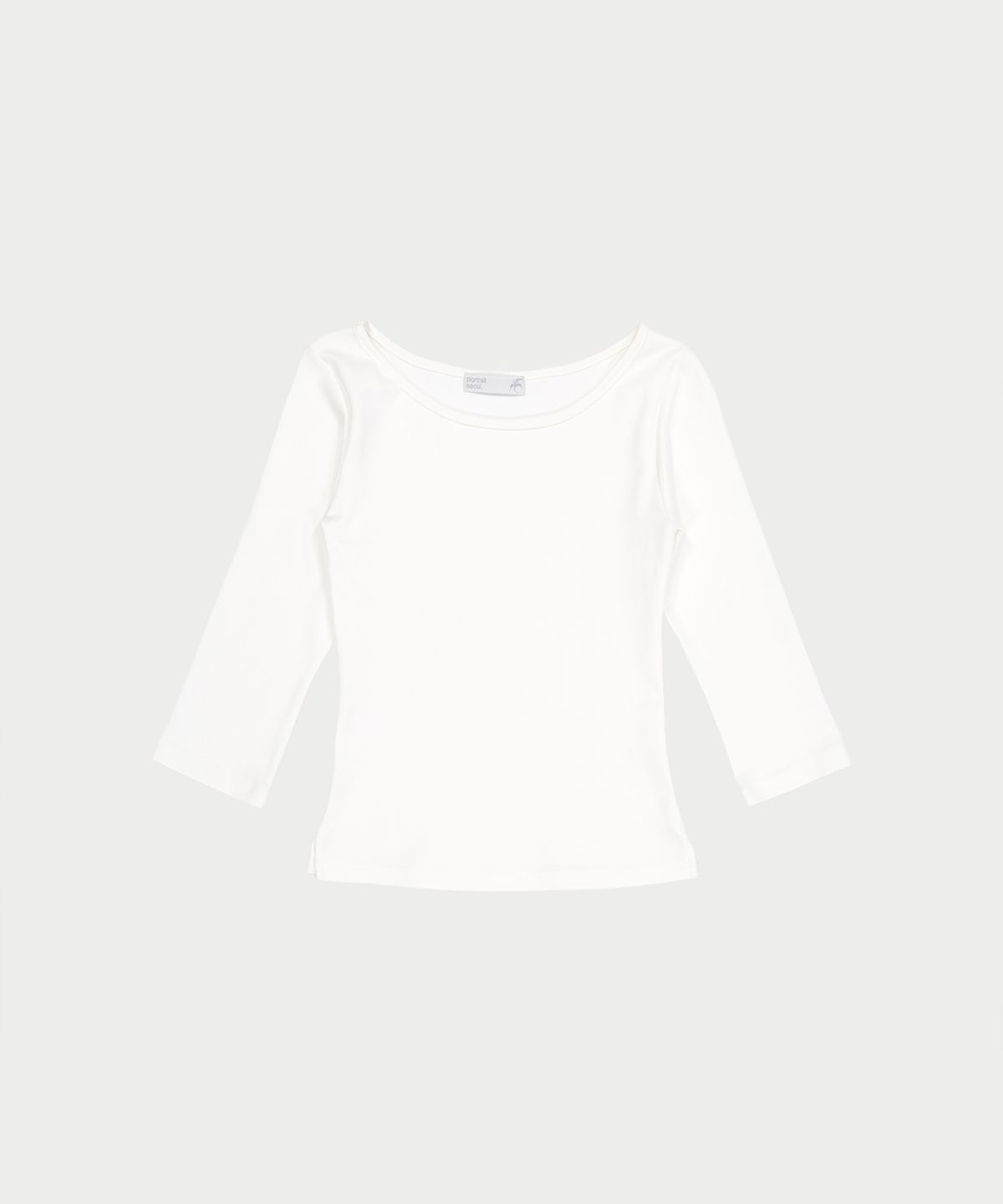 포트레이트서울(PORTRAITSEOUL) 보트넥 슬림핏 7부 티셔츠 - 아이보리(ivory)