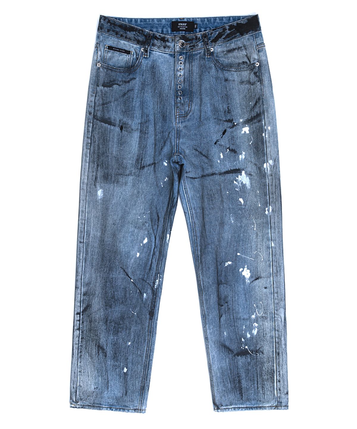 스트라이크(STRIKE) Atelier Faded Paint Eyelet Jeans (BLUE)