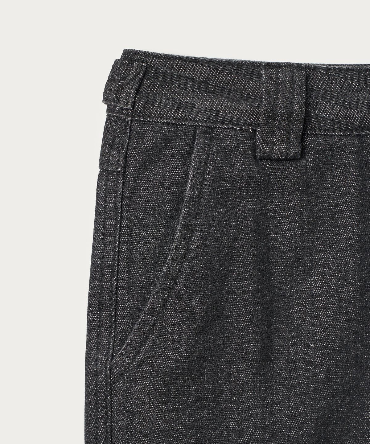 조질롱(JOJILONG) JN098 HERRINGBONE WORK PANT - BLACK