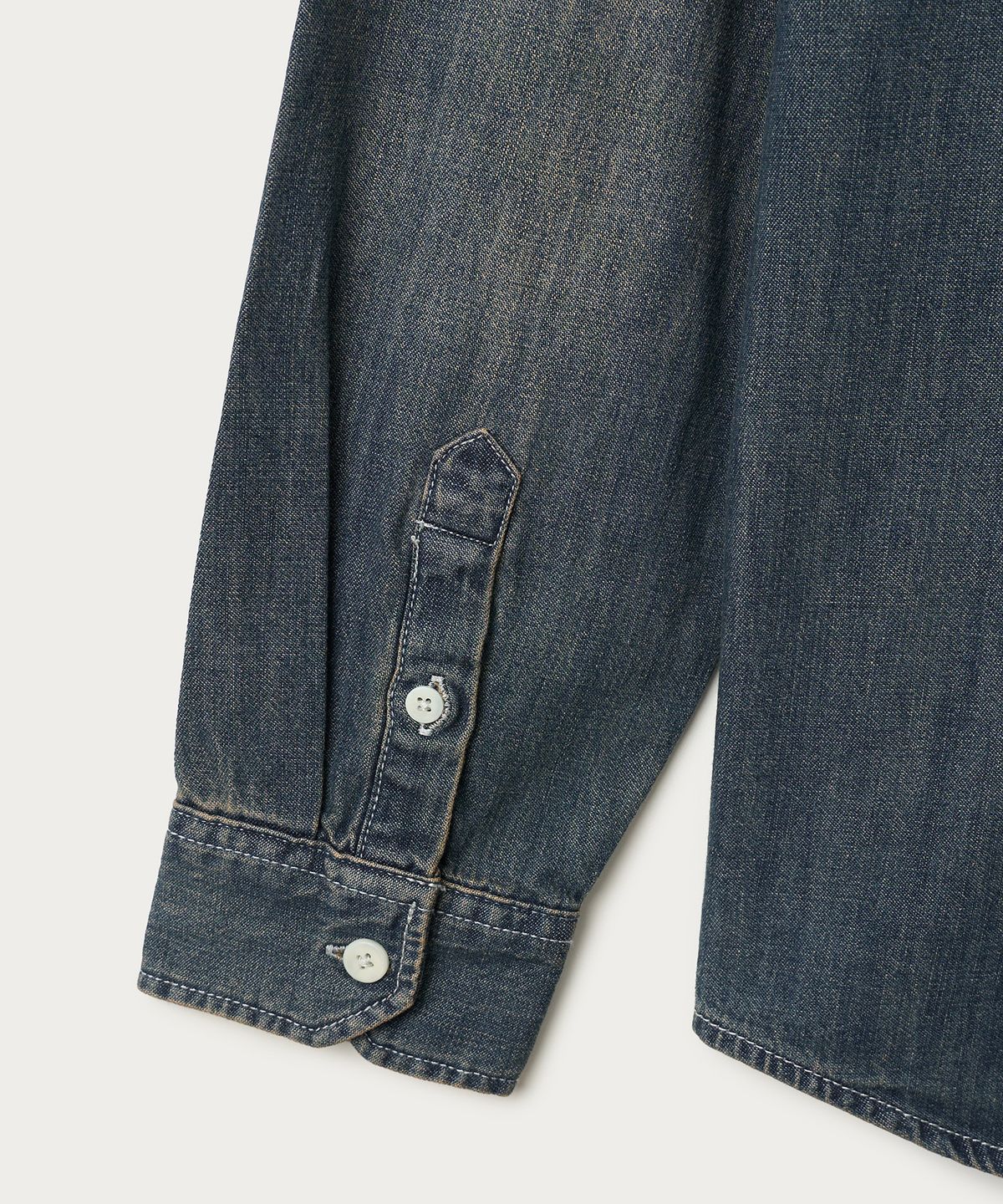 조질롱(JOJILONG) JN137 FADE DENIM UTILITY SHIRT - DEEP INDIGO