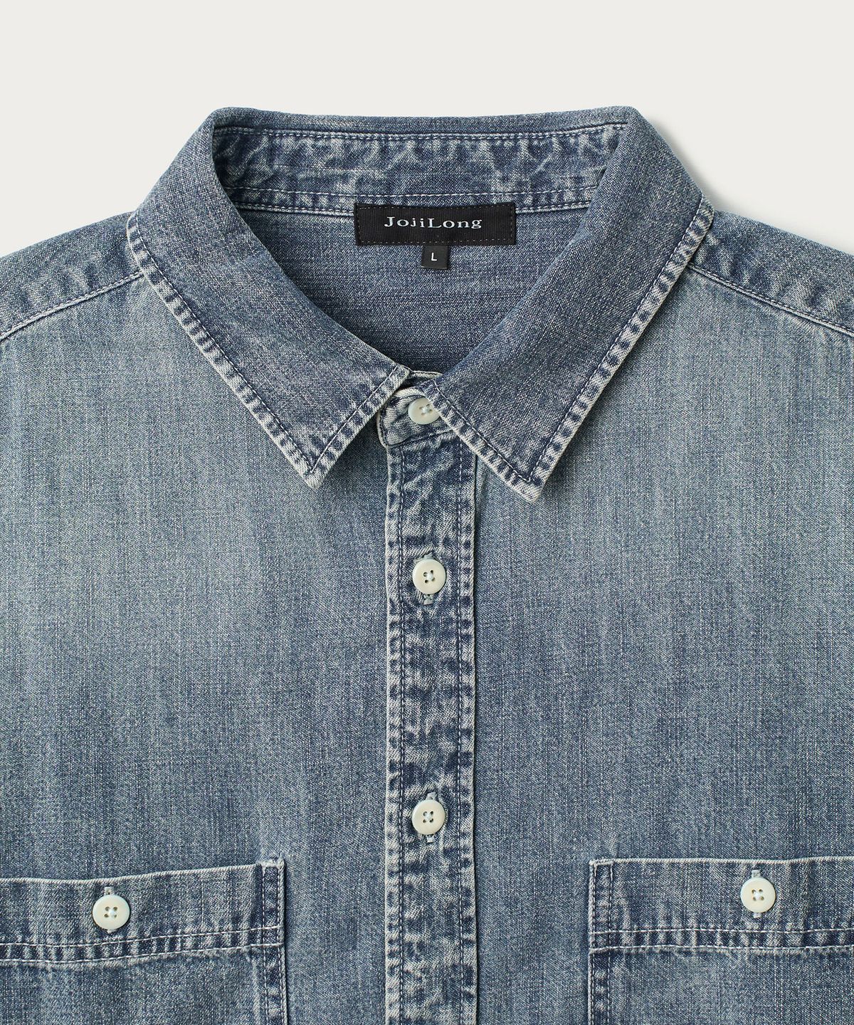 조질롱(JOJILONG) JN137 FADE DENIM UTILITY SHIRT - INDIGO BLUE