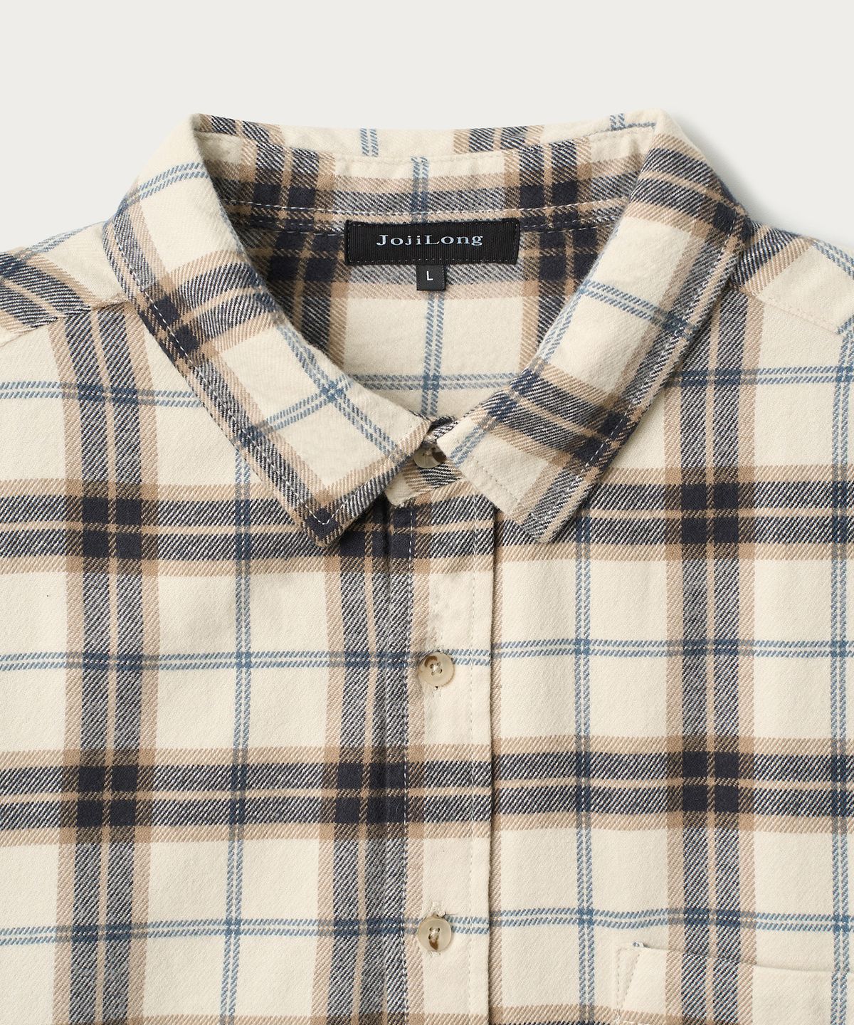 조질롱(JOJILONG) JN140 SOFT BRUSHED CHECK SHIRT - CREAM