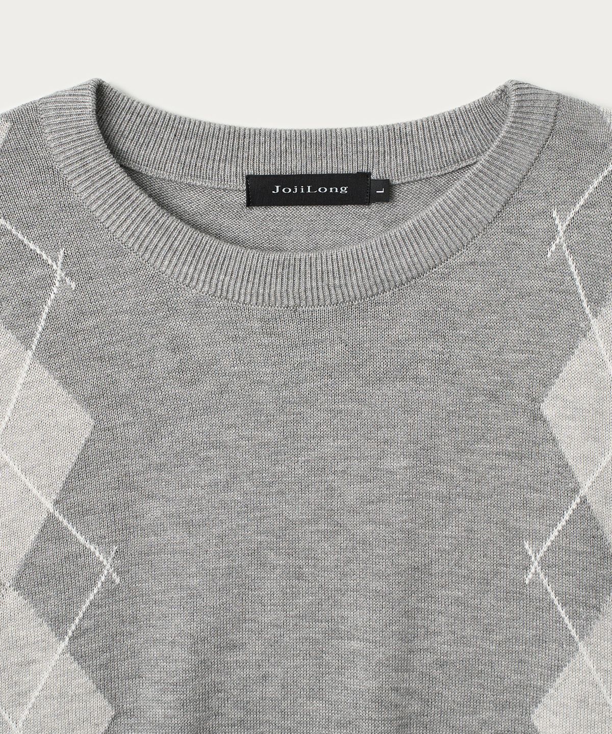 조질롱(JOJILONG) JN155 CLASSIC ARGYLE KNIT - HEATHER GREY