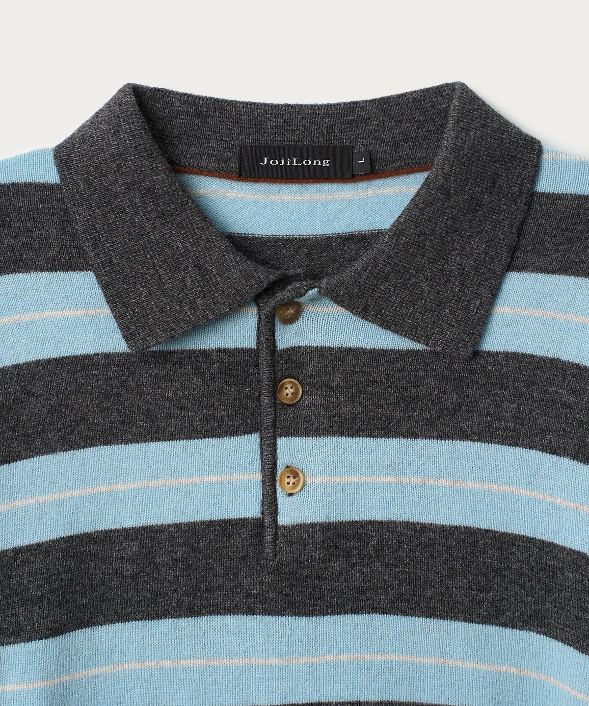 조질롱(JOJILONG) JN159 FINE WOOL STRIPE POLO KNIT - BLUE STRIPE
