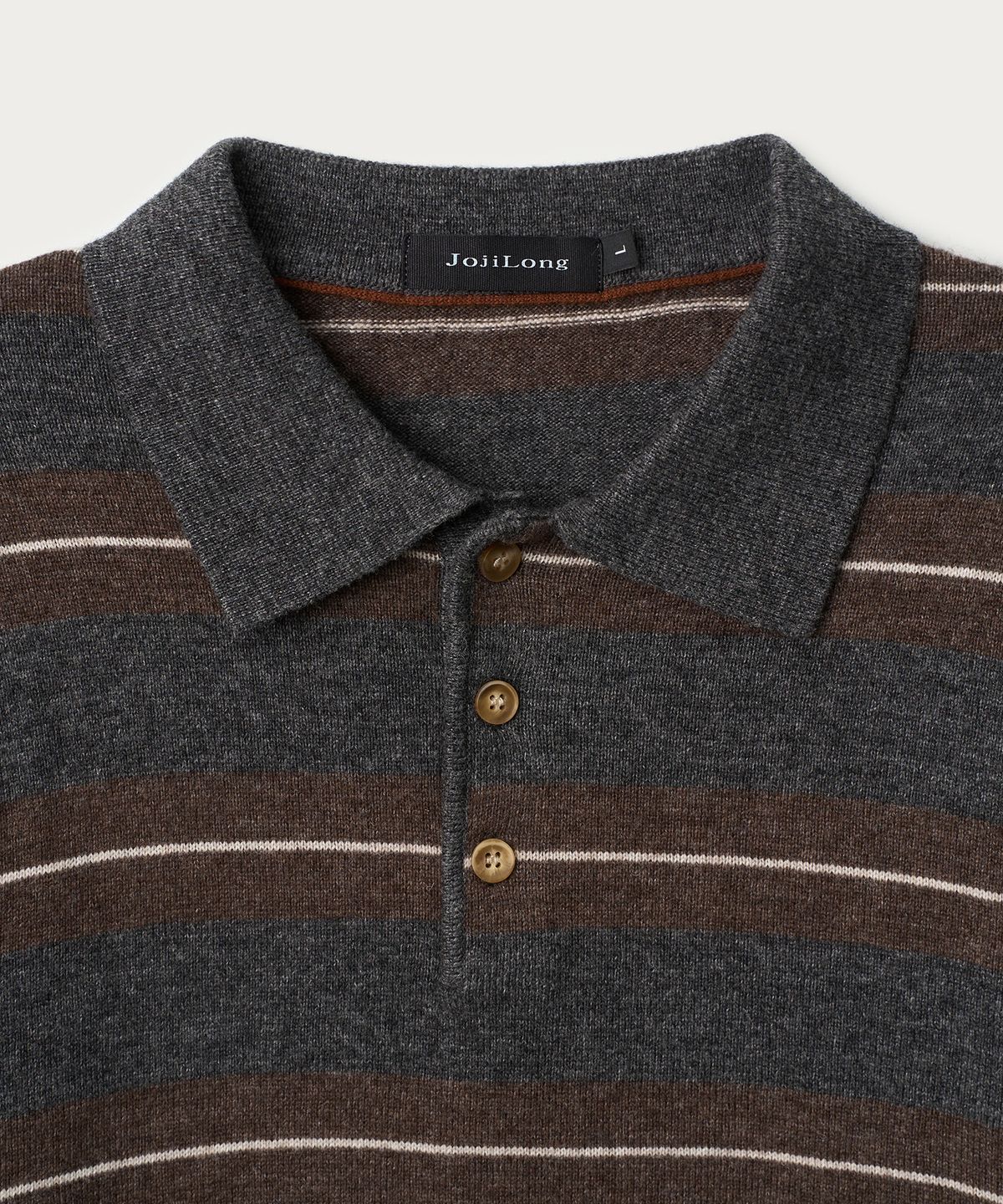 조질롱(JOJILONG) JN159 FINE WOOL STRIPE POLO KNIT - BROWN STRIPE