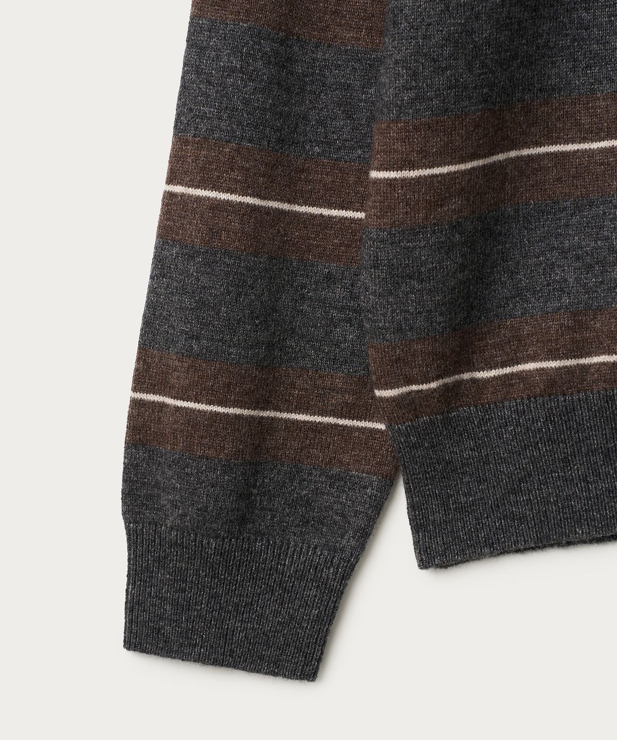 조질롱(JOJILONG) JN159 FINE WOOL STRIPE POLO KNIT - BROWN STRIPE