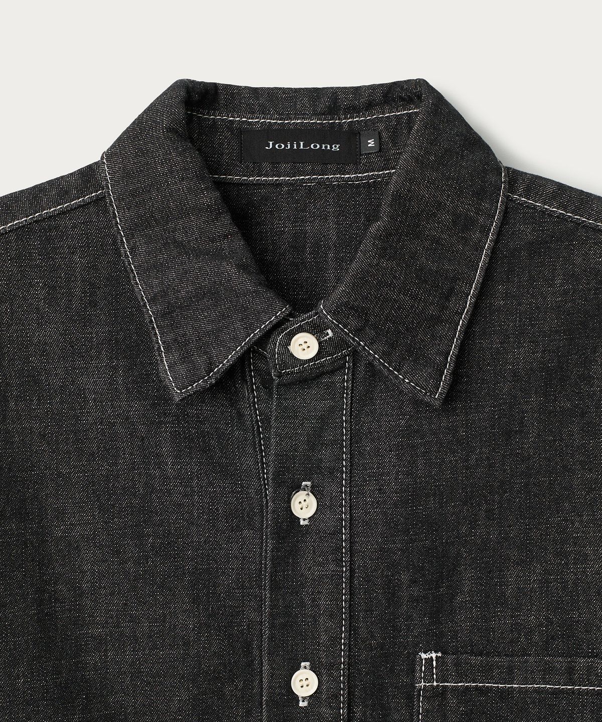 조질롱(JOJILONG) JN351 ROOMY WASHED DENIM SHIRT - INDIGO BLACK