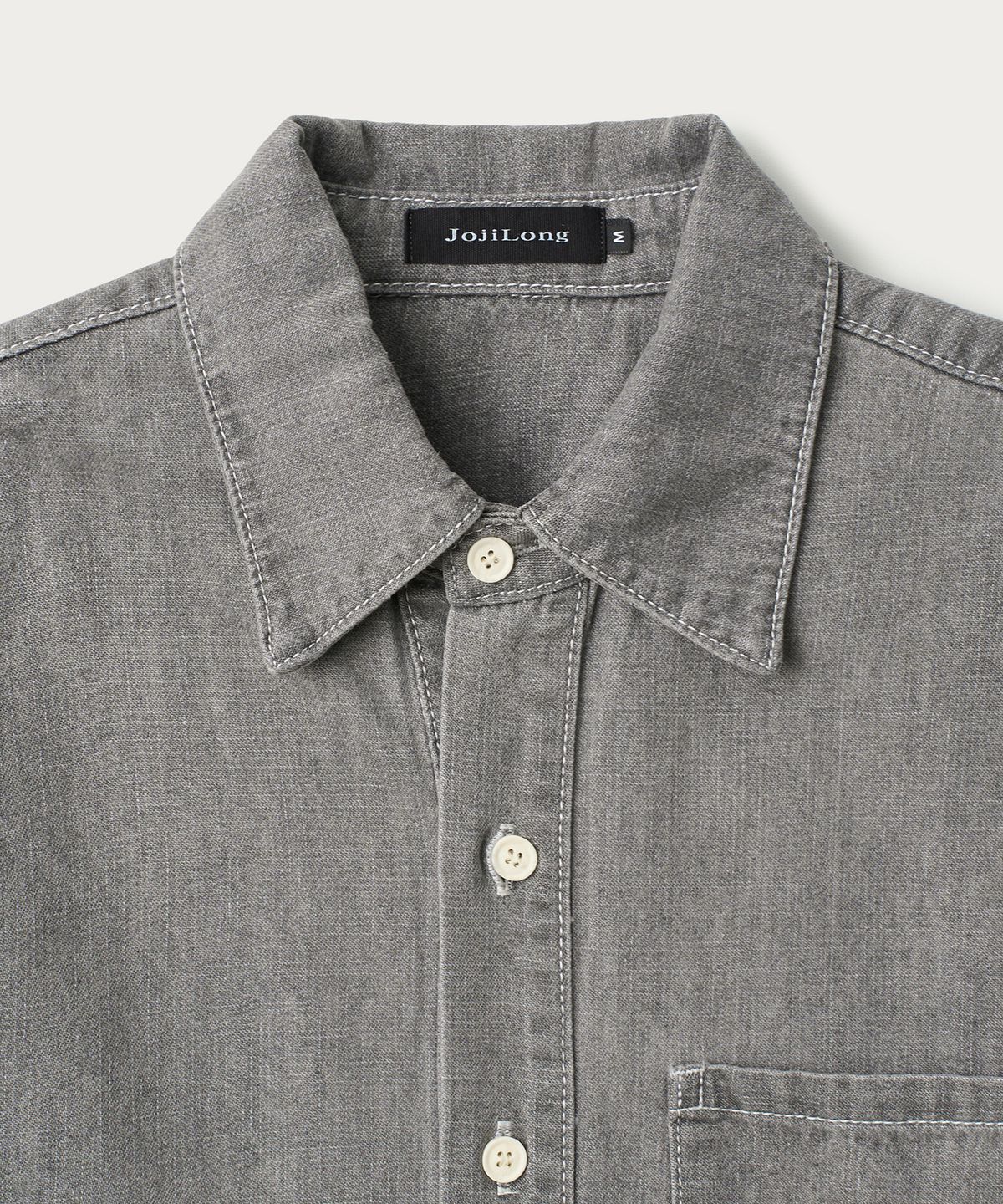 조질롱(JOJILONG) JN351 ROOMY WASHED DENIM SHIRT - STONE GREY