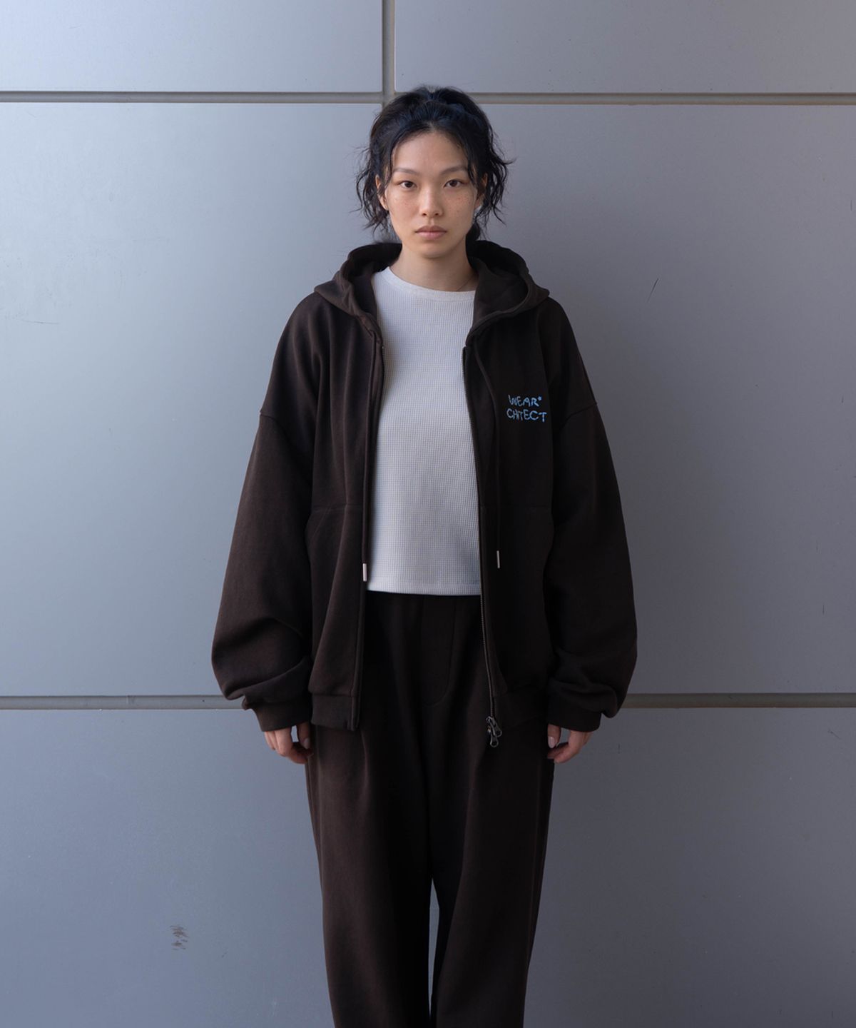 그라프트맨(GRAFTMEN) STITCH TYPO HOOD-ZIP / DBROWN