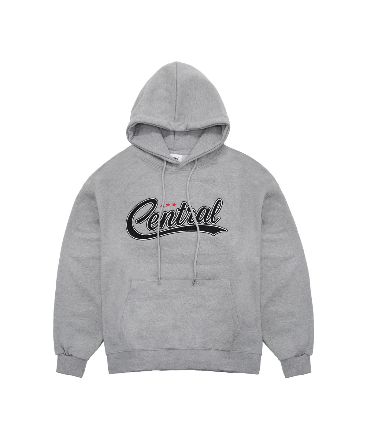 더랭크(THERANK) CENTRAL LEATHER APPLIQUE HOODIE [MELANGE GREY]