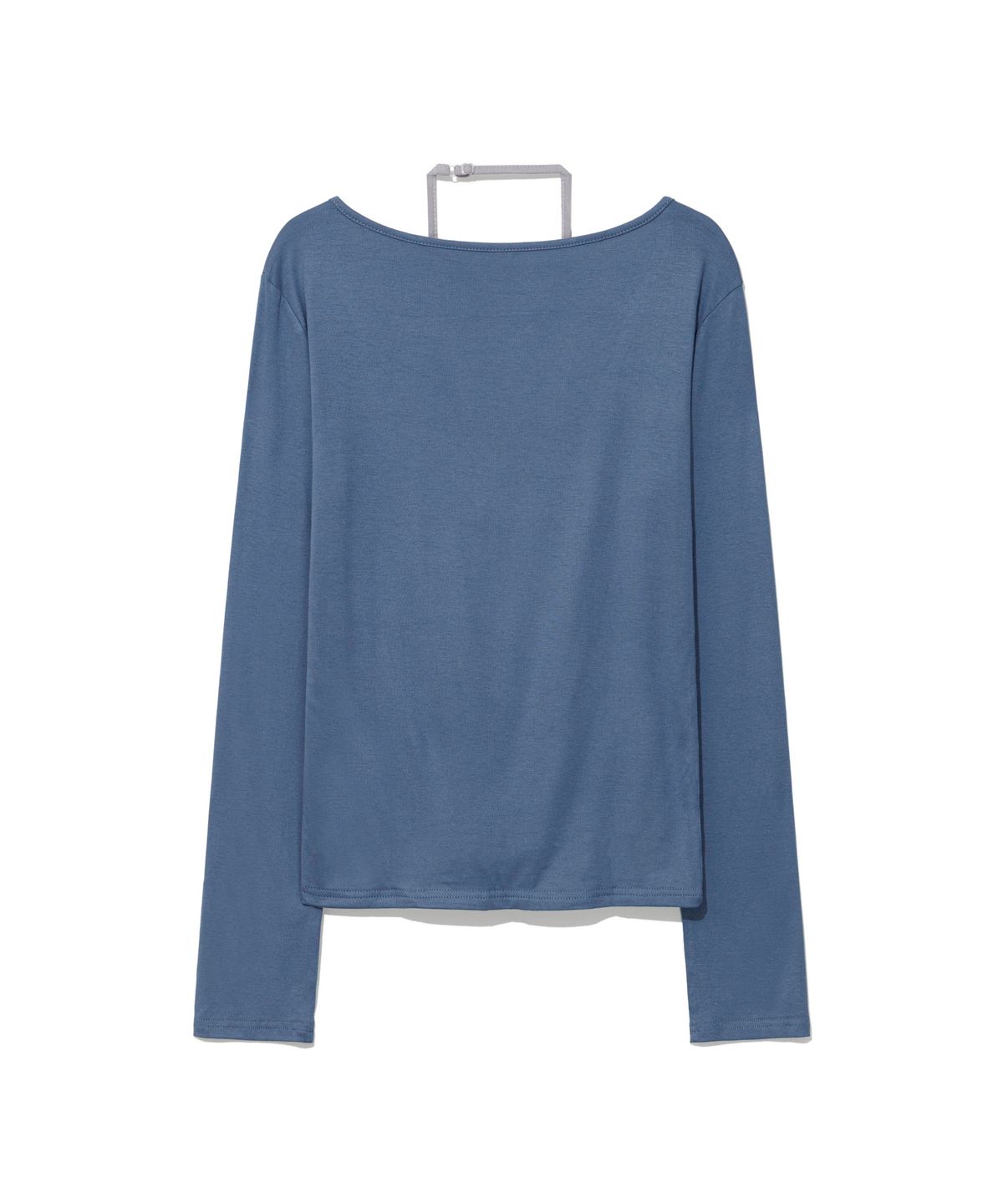 모아(MOAA) Layered U-Neck Ribbed Long Sleeve Top (BLUE)