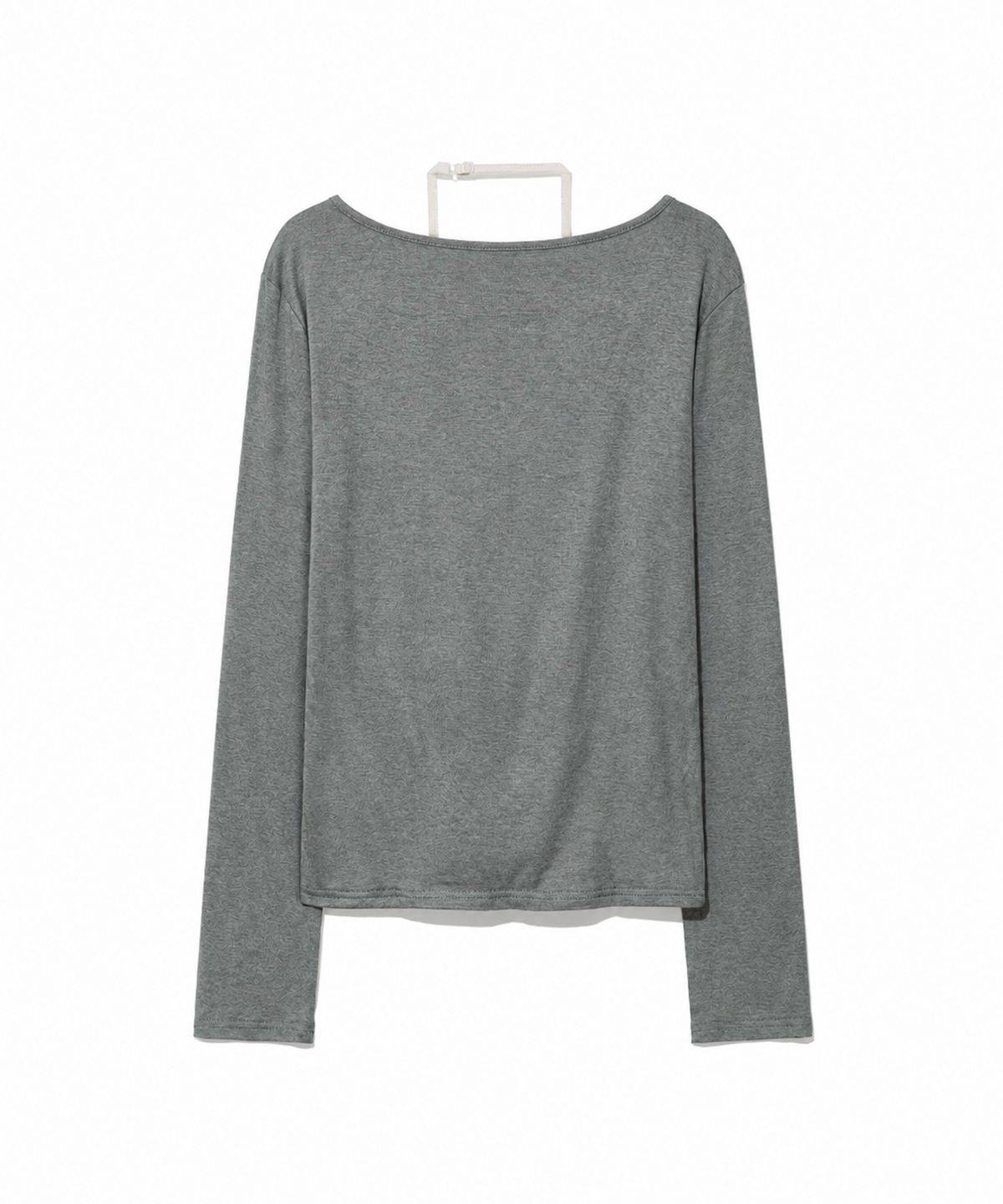 모아(MOAA) Layered U-Neck Ribbed Long Sleeve Top (MELANGE GRAY)