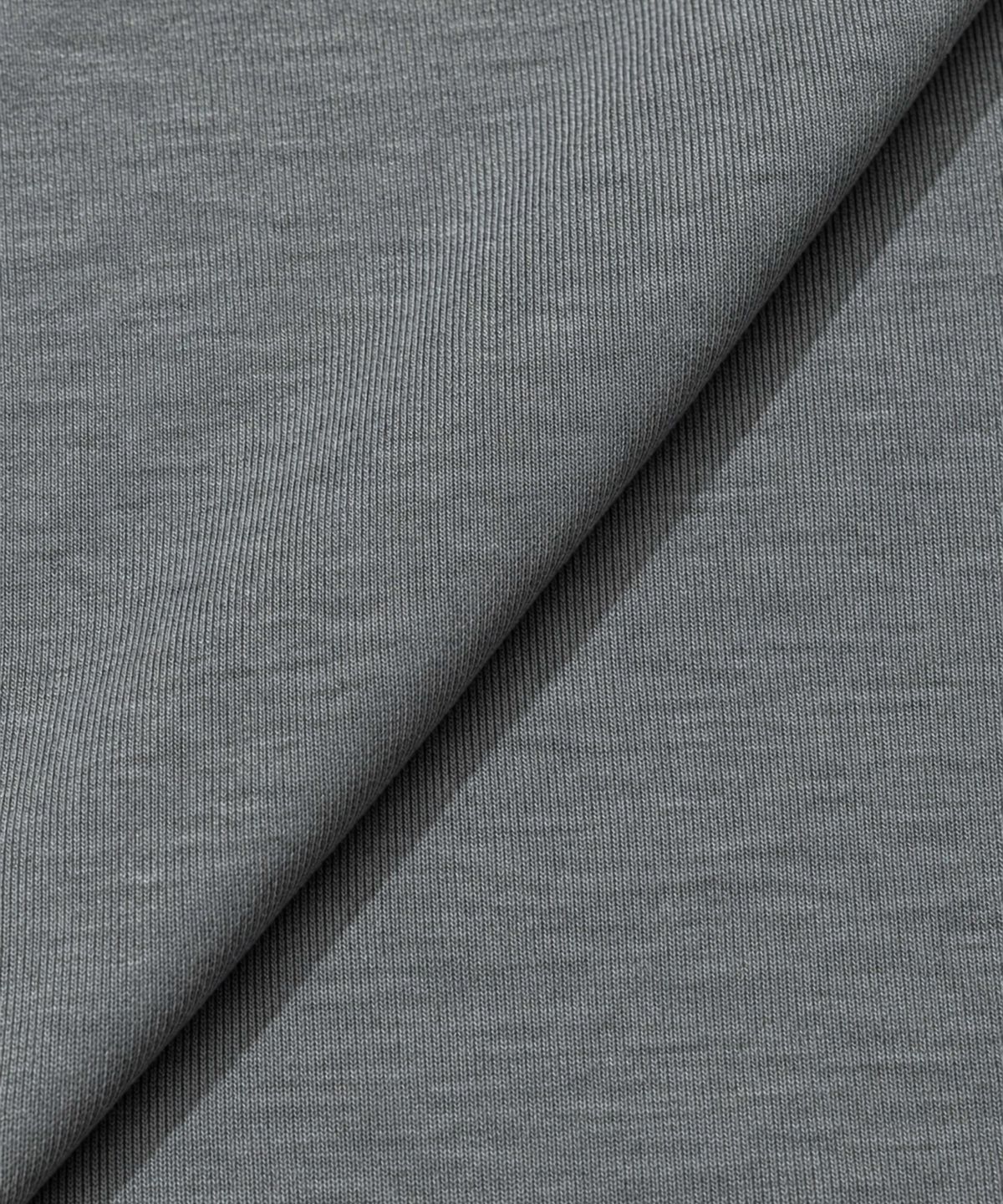 모아(MOAA) Layered U-Neck Ribbed Long Sleeve Top (MELANGE GRAY)