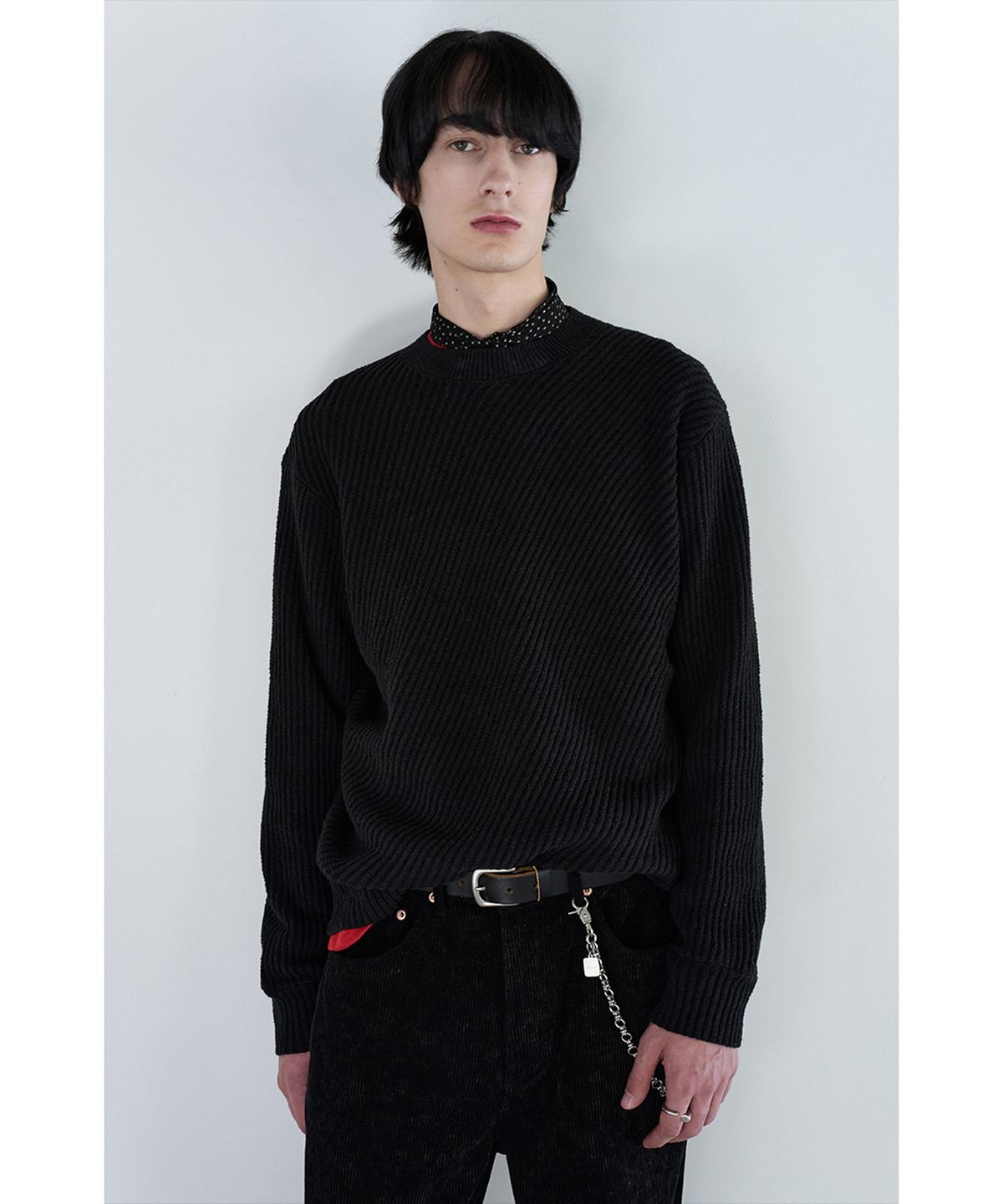 유체 프레타 포르테(YOUCHE PRET A PORTER) SI DIAGONAL RIB KNIT Black