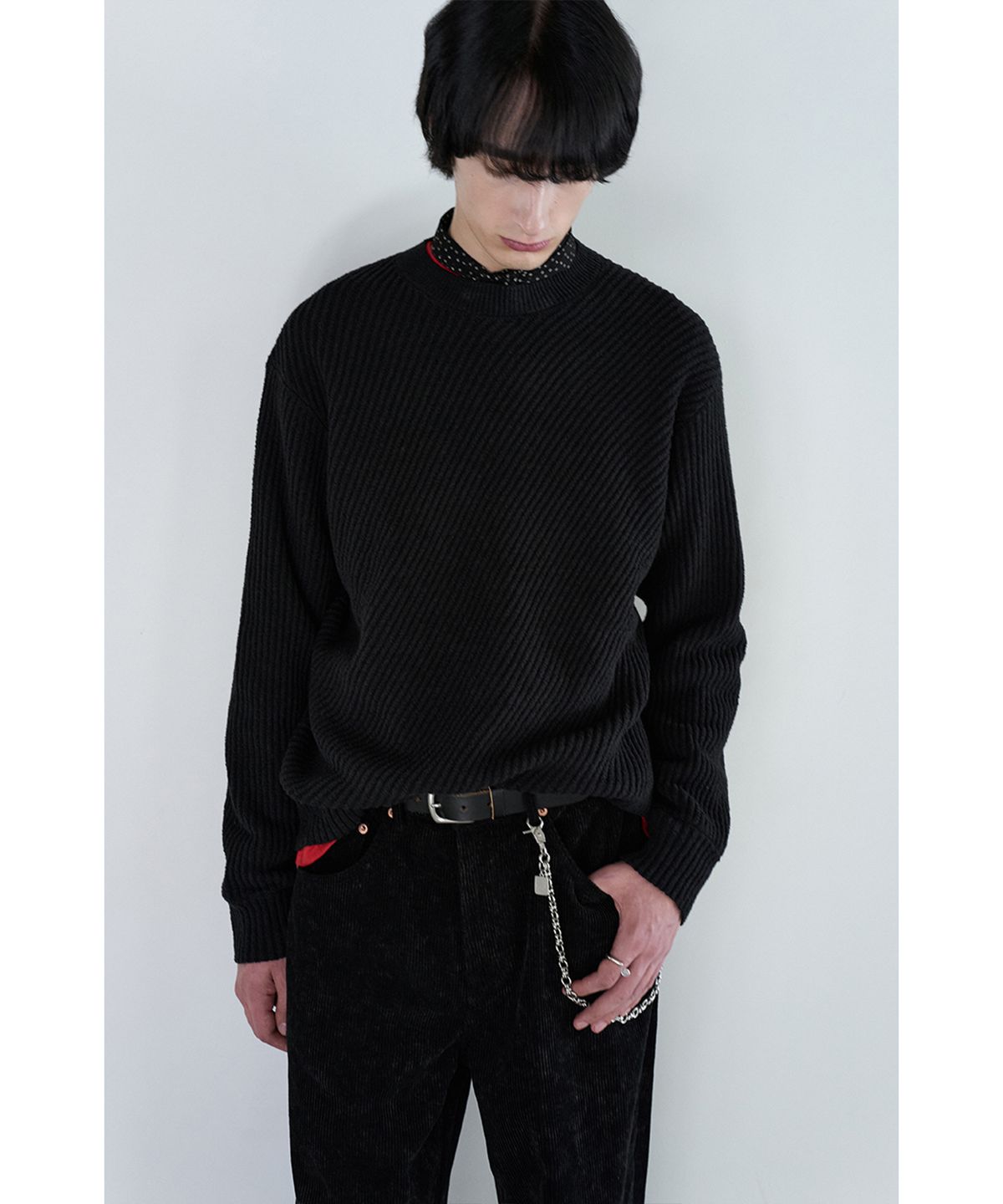 유체 프레타 포르테(YOUCHE PRET A PORTER) SI DIAGONAL RIB KNIT Black