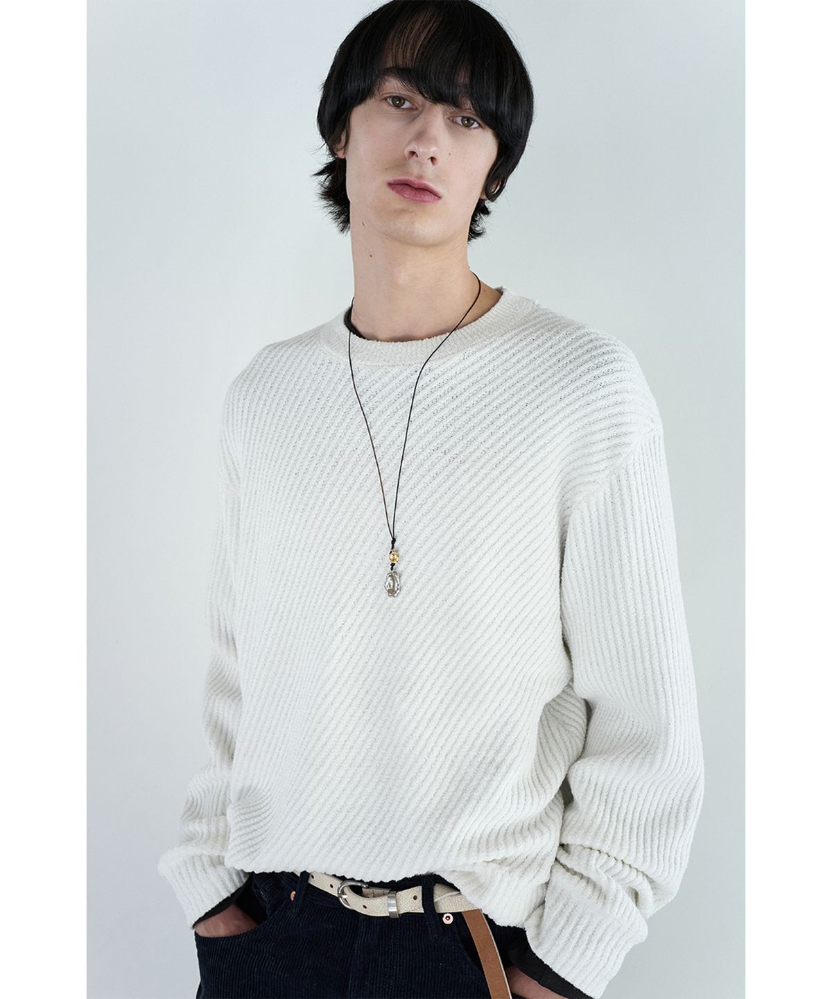 유체 프레타 포르테(YOUCHE PRET A PORTER) SI DIAGONAL RIB KNIT Ecru