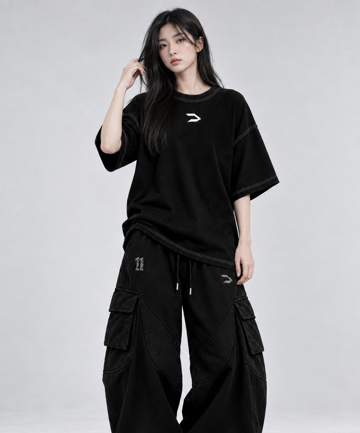 씨알티원(CRTONE) CRTONE 시그니처 V2 오버핏 반팔(블랙)