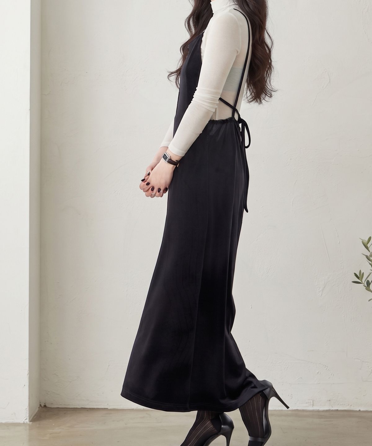 마이아(MAIA) 벨벳 롱 뷔스띠에 원피스 (티셔츠 세트)